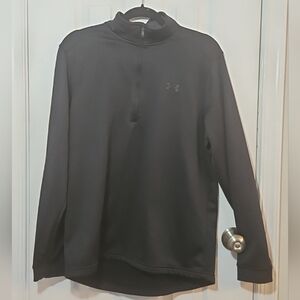 Men's Under Armour Loose Fit Cold Gear 1/4 Zip Long Sleeve Pullover Black Sz L